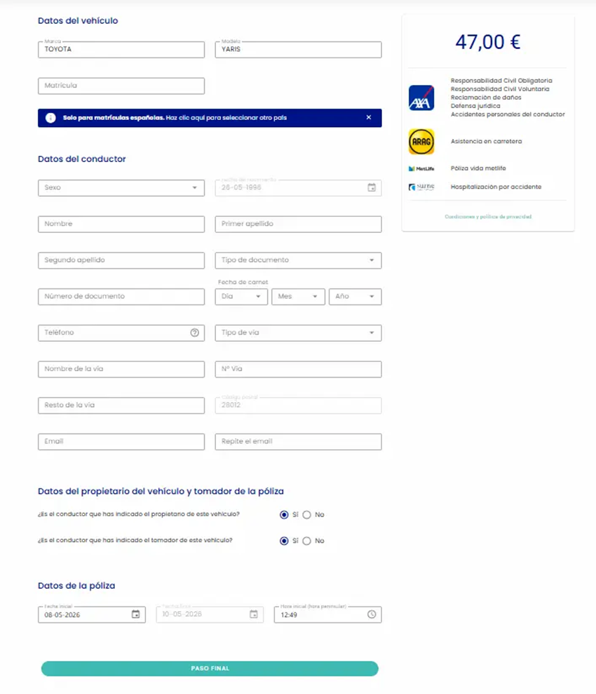 Contratar seguro por días